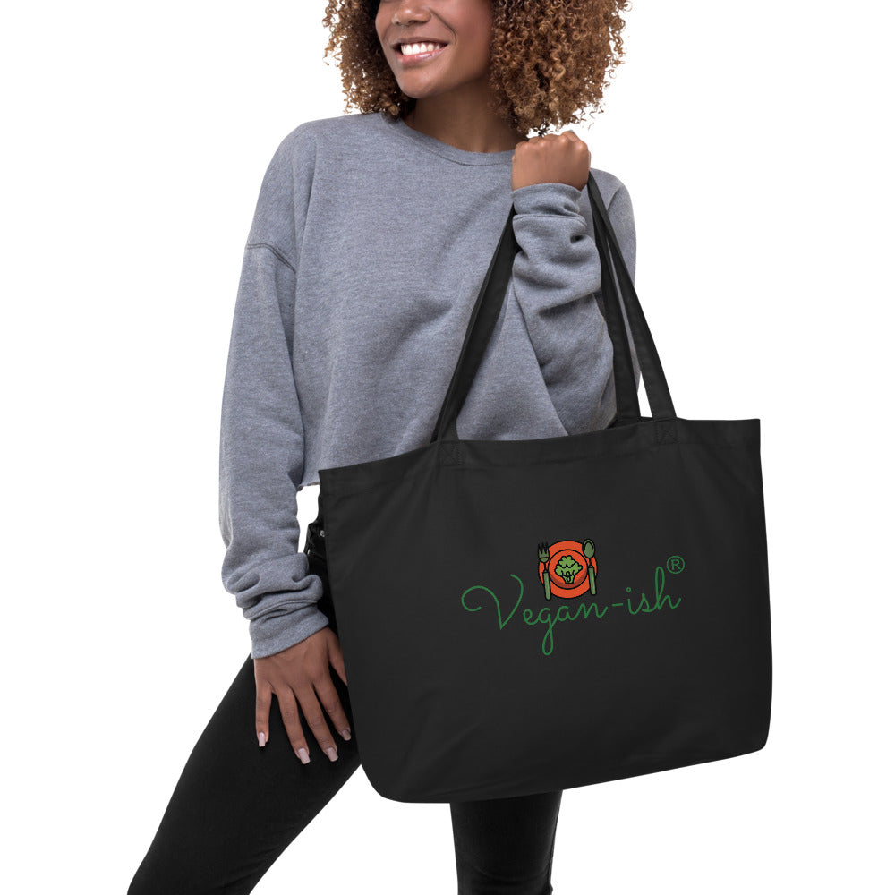 vegan large organic tote bag black